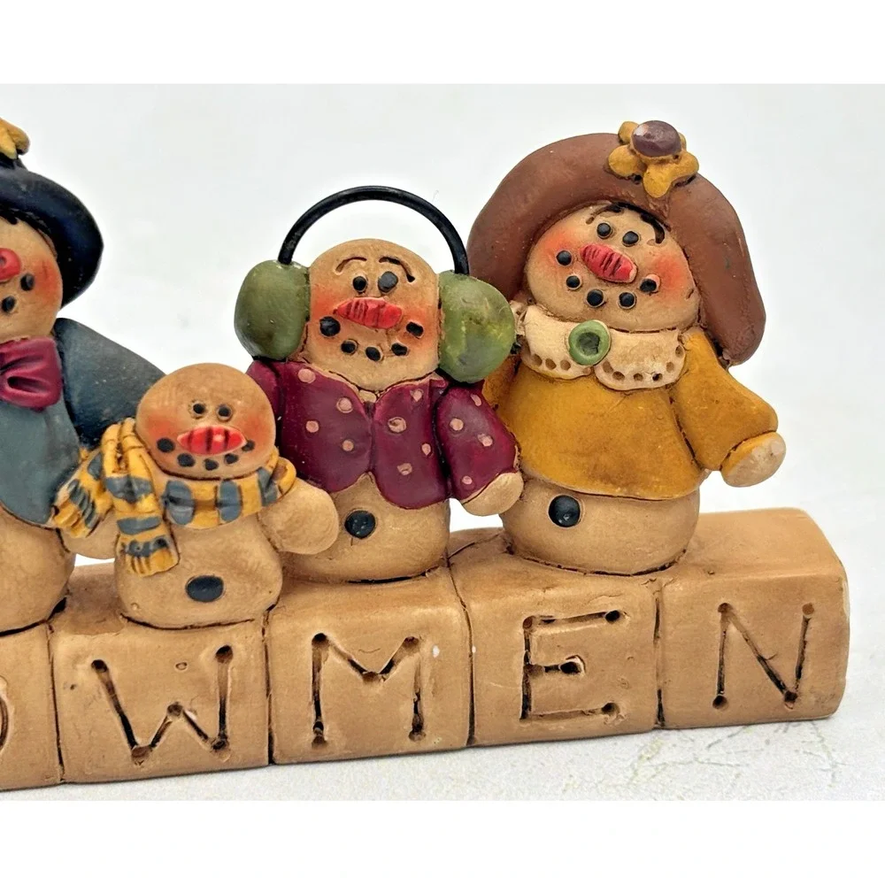 Blossom Bucket I‎ Love Snowmen Block Figurine Suzi Skoglund Resin Vintage